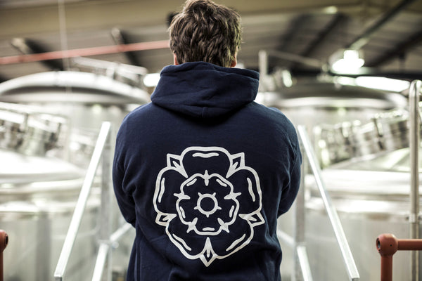 Don't Mess With Yorkshire - Rose Hooded Sweatshirt Navy