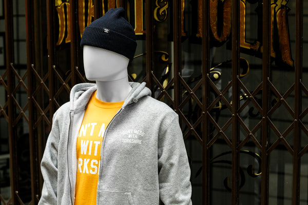 Don't Mess With Yorkshire - Rose Zip Hooded Sweatshirt Grey